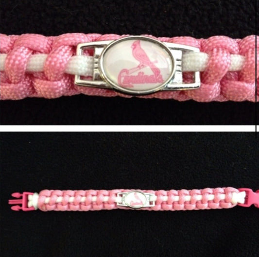 Pink St Louis Cardinals Inspired Paracord/Survival Bracelet