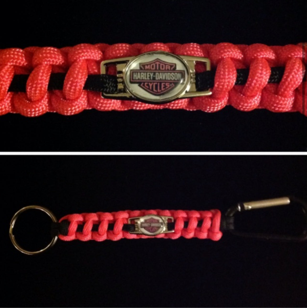 Pink Harley Davidson Inspired Paracord/Survival Keychain