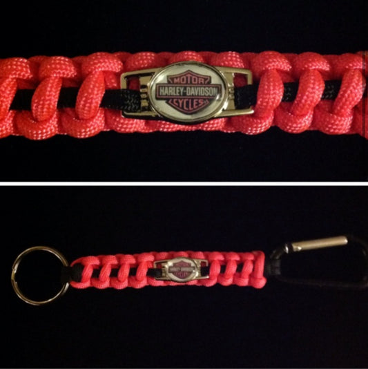 Pink Harley Davidson Inspired Paracord/Survival Keychain