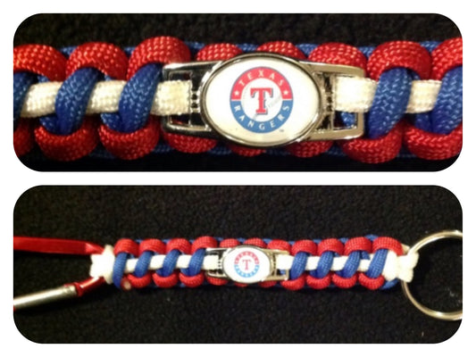 Texas Rangers Inspired Paracord/Survival Keychain