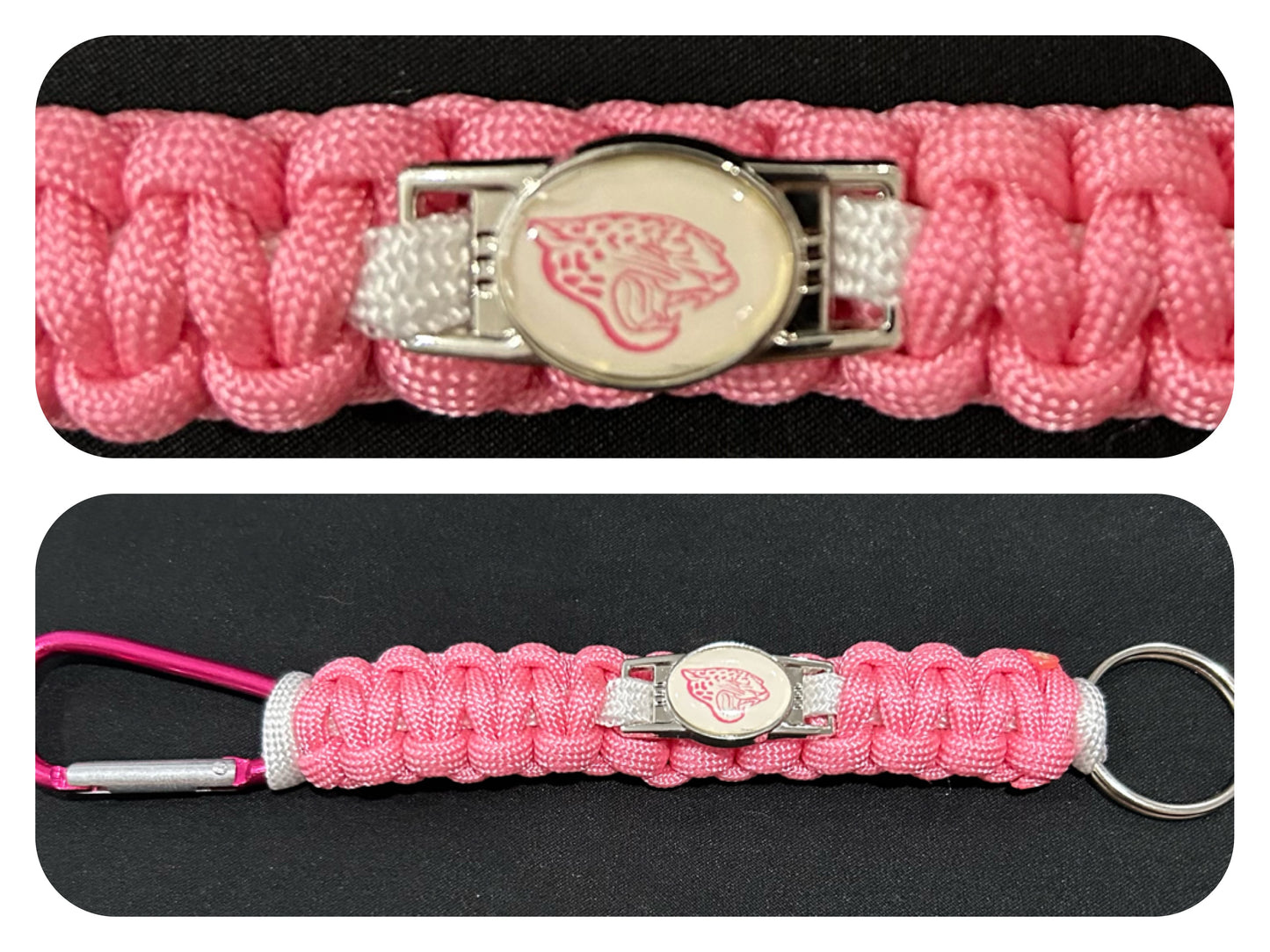 Jacksonville Jaguars Pink Inspired Paracord/Survival Keychain