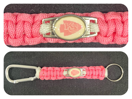 Kansas City Chiefs Pink Inspired Paracord/Survival Keychain