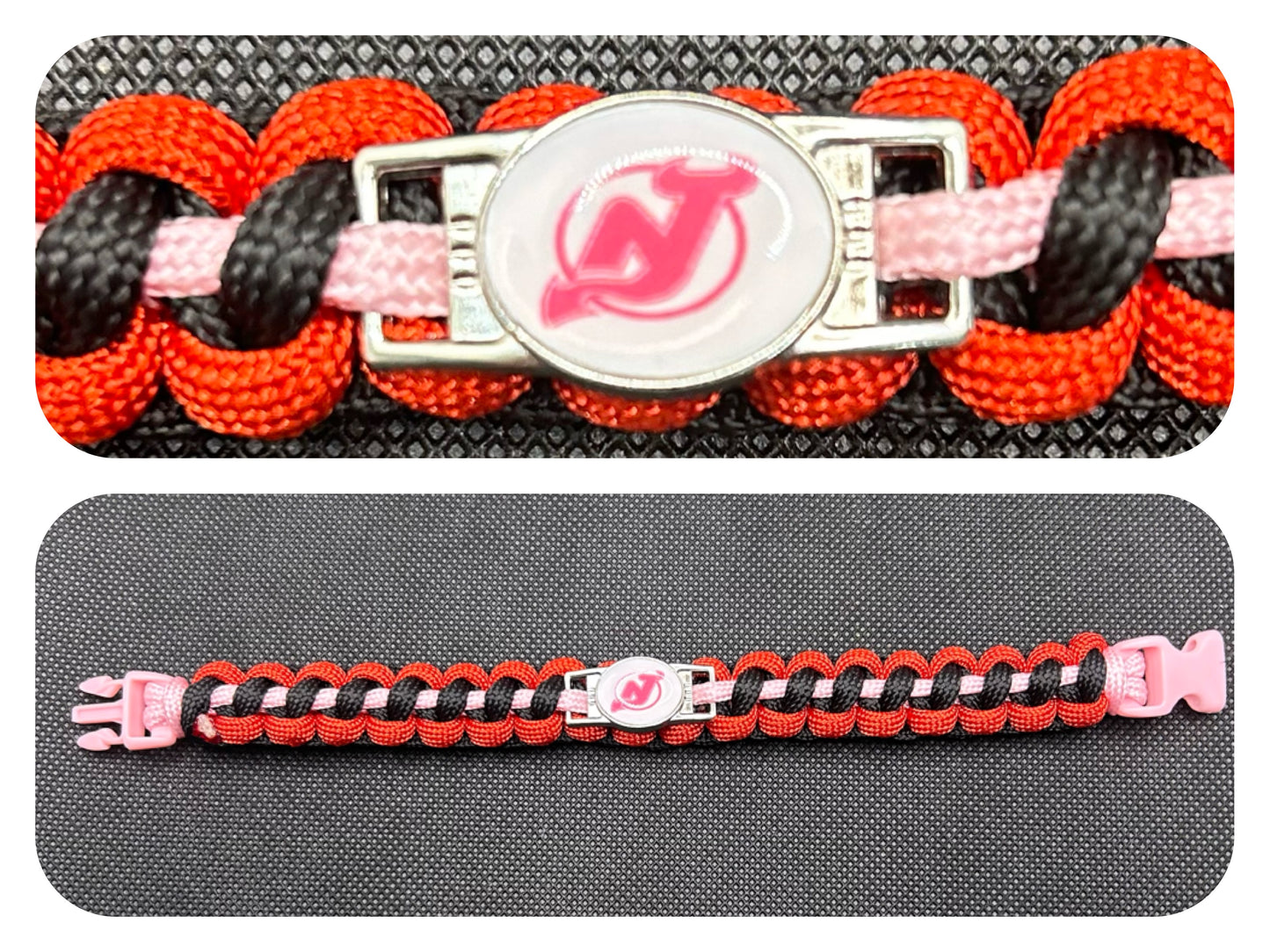 New Jersey Devils (Pink) Inspired Paracord/Survival Bracelet