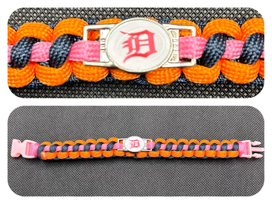 Detroit Tigers (Pink) Inspired Paracord/Survival Bracelet