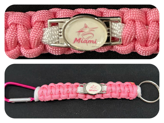 Miami Marlins Pink Inspired Paracord/Survival Keychain