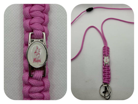 Miami Marlins Pink Inspired Paracord/Survival Lanyard