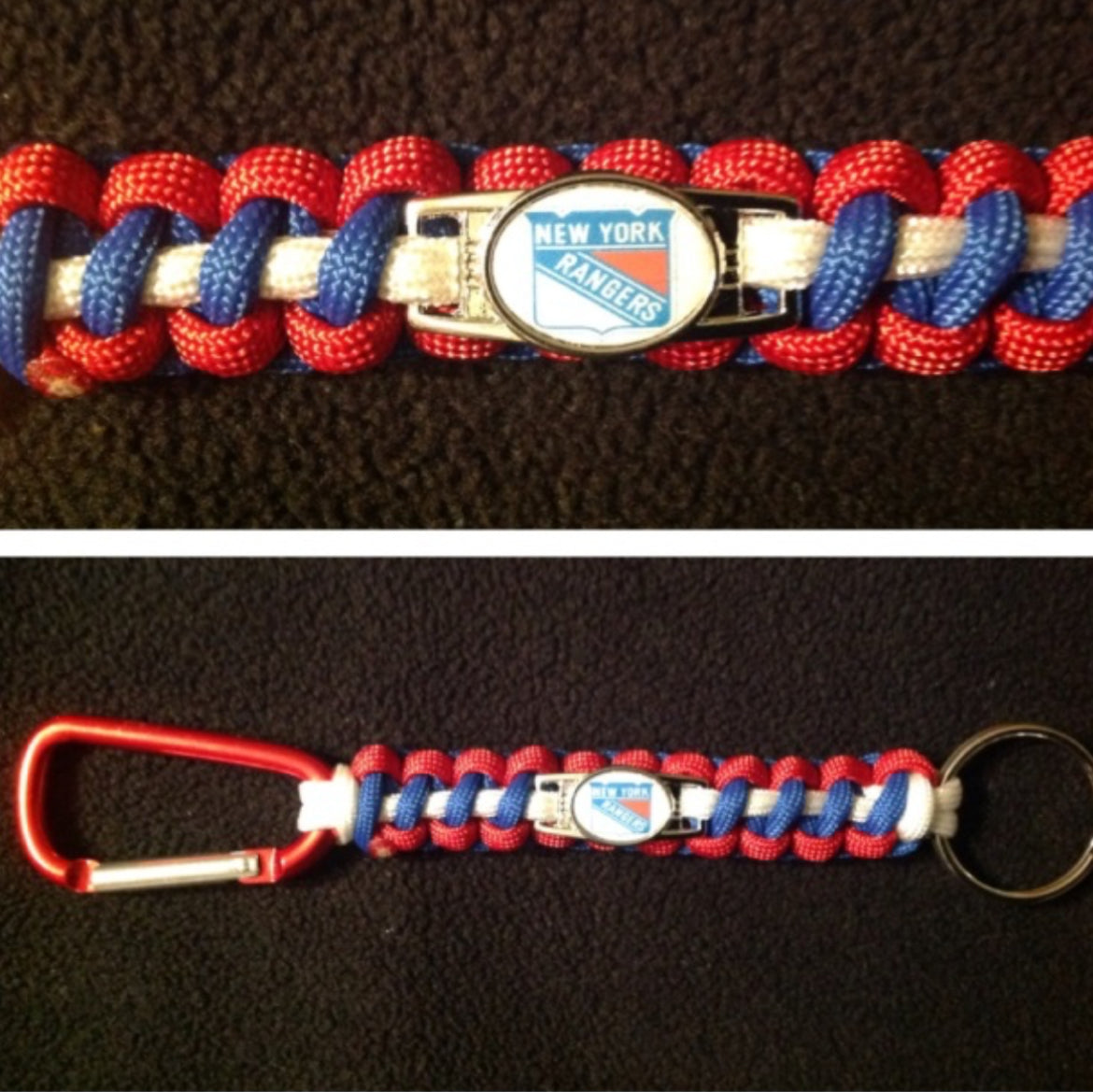 New York Rangers Inspired Paracord/Survival Keychain