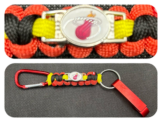 Miami Heat Inspired Paracord/Survival Keychain w/Bottle Opener