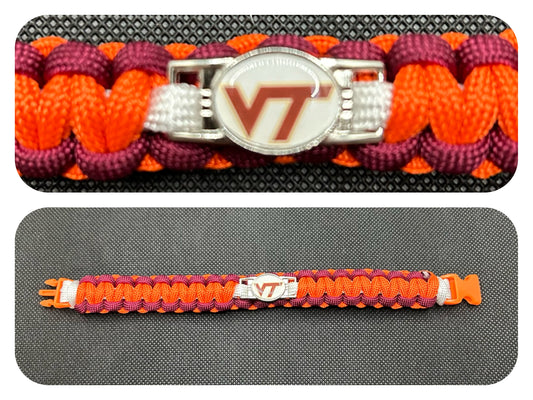 Virginia Tech Hokies Inspired Paracord/Survival Bracelet