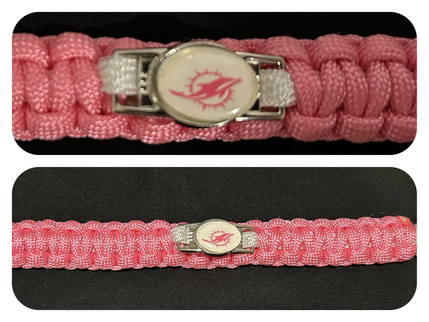 Miami Dolphins (Pink) Inspired Paracord/Survival Bracelet