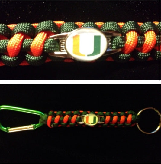 Miami Hurricanes Inspired Paracord/Survival Keychain